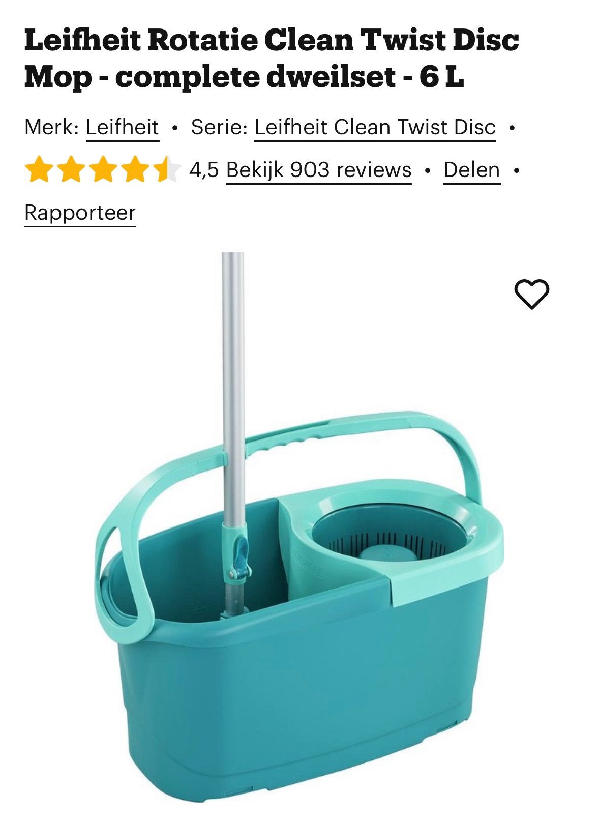 Leifheit Rotatie Clean Twist Disc Mop - compleet dweilset, Ophalen of Verzenden, Dweilemmer, -bak, of -wagen