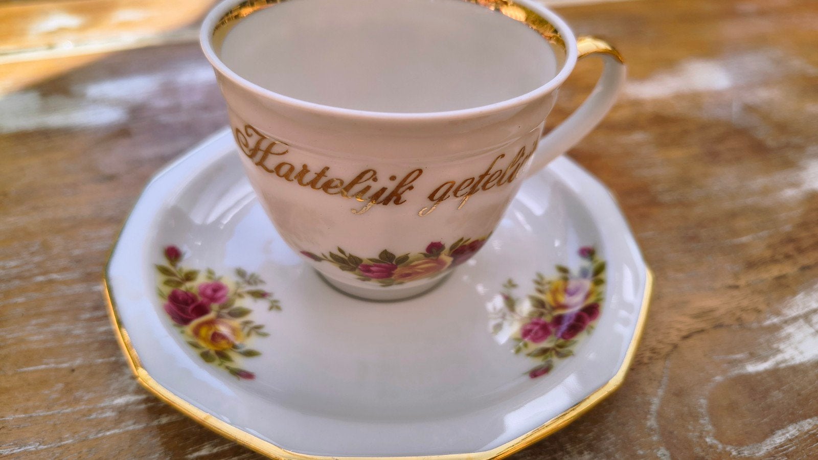 Winterling Bavaria kop en schotel 'Hartelijk gefeliciteerd', Antiek en Kunst, Ophalen of Verzenden