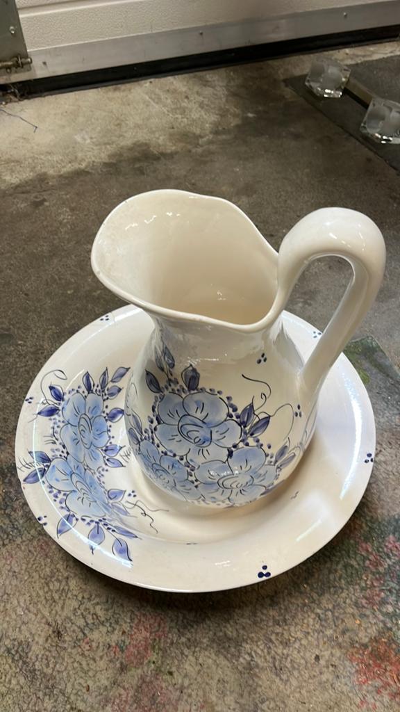 Antieke waskom met waterkan, Antiek en Kunst, Ophalen