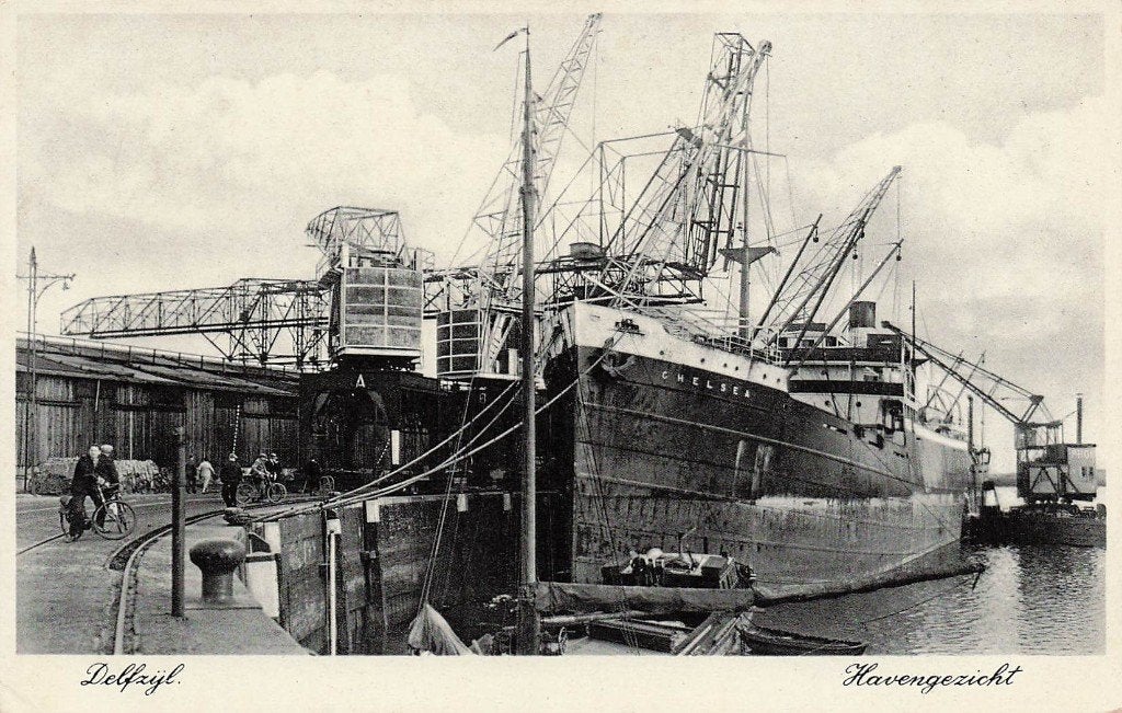 JO1181 Delfzijl Havengezicht Boot Chelsea 1939, Verzenden, 1920 tot 1940, Gelopen, Zuid-Holland