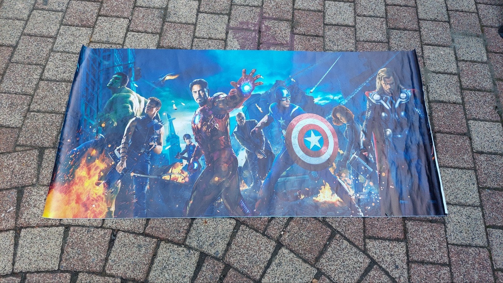 Action heroes poster 140 x 70 cm,  pvc doek, Verzenden, Zo goed als nieuw, Rechthoekig Liggend