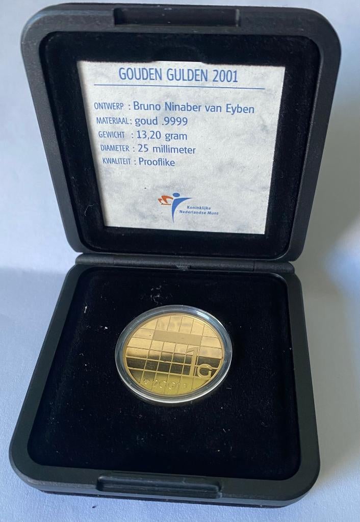 Gouden 1 Gulden Ninaber 2001, bevat 13,2 gram puur goud, 1 gulden, Koningin Beatrix, Losse munt, Goud