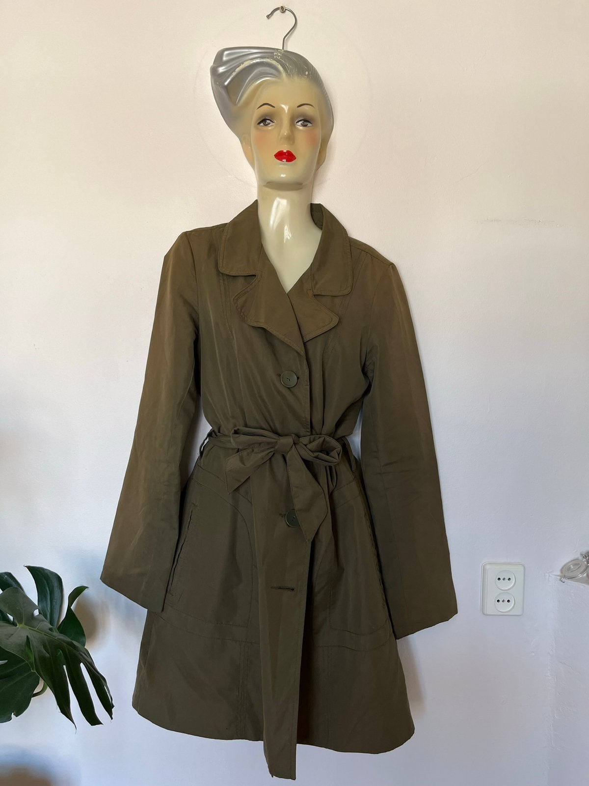Donkergroene trenchcoat Vero Moda S kaki legergroen egf, Vero Moda, Ophalen of Verzenden, Zo goed als nieuw, Maat 36 (S)