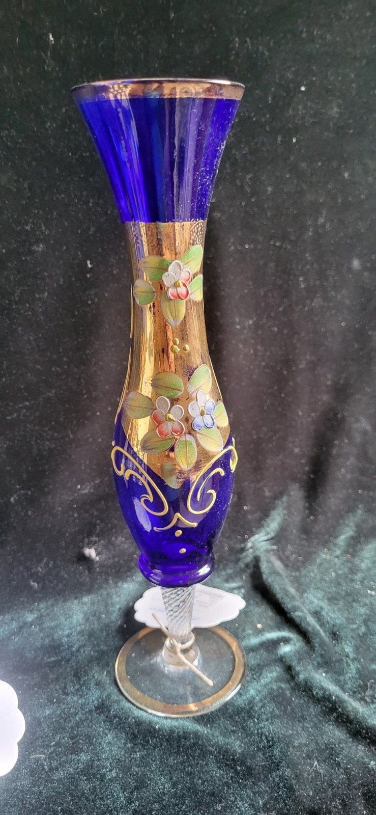 Murano vaasje 26 cm handgeschilderd met bladgoud, Antiek en Kunst, Antiek | Vazen, Ophalen of Verzenden