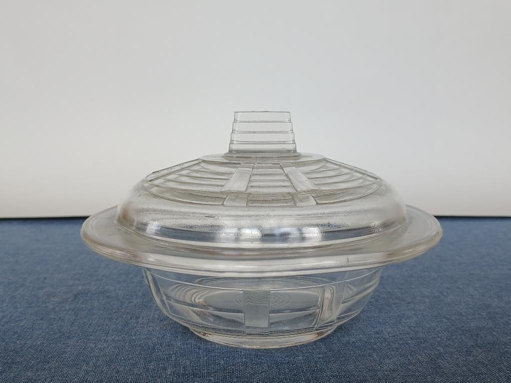Schaal Botervloot Persglas Frankrijk Art Deco Vintage, Ophalen of Verzenden