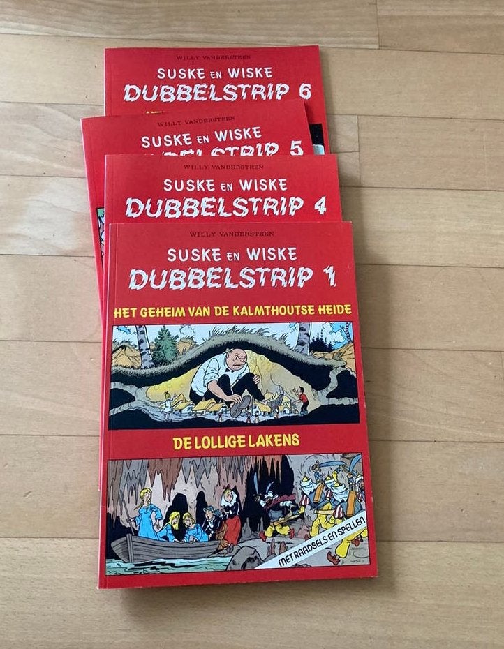 Suske en Wiske Dubbelstrip 1, 4, 5, 6 -, Boeken, Meerdere stripboeken, Ophalen of Verzenden, Gelezen