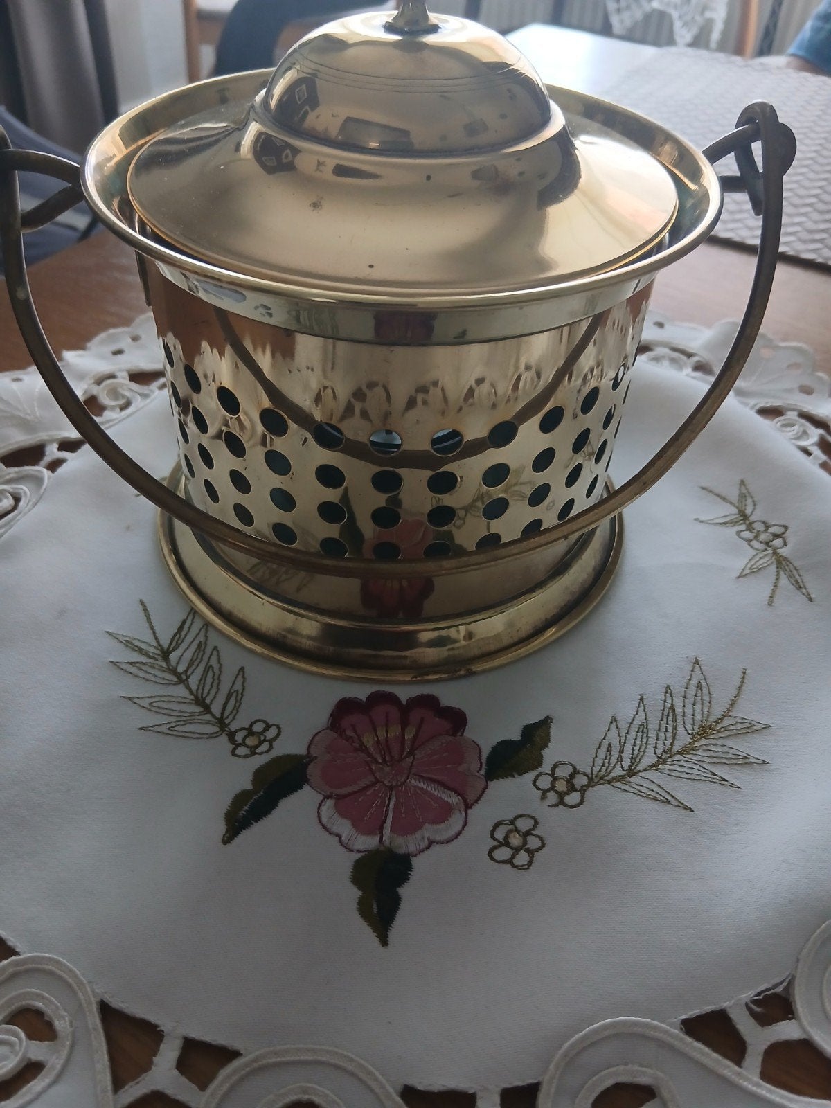 Vintage Koperen Theelicht Houder met Handvat, Antiek en Kunst, Ophalen, Koper