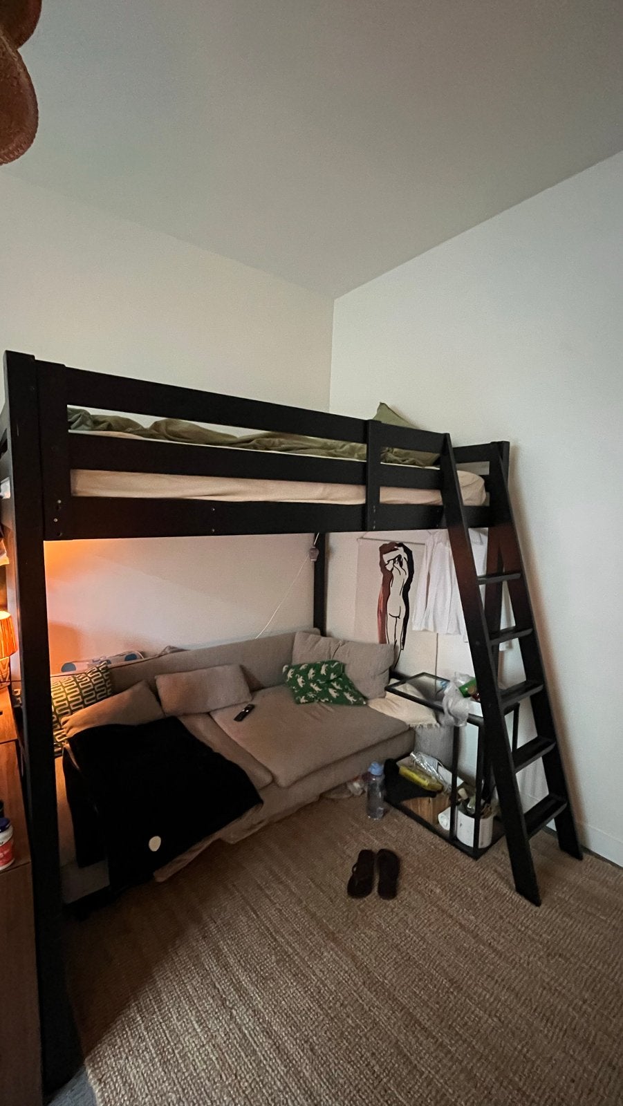 IKEA Stora hoogslaper 140x200 cm - Zwart, Ophalen, Gebruikt, Hoogslaper, Tweepersoons