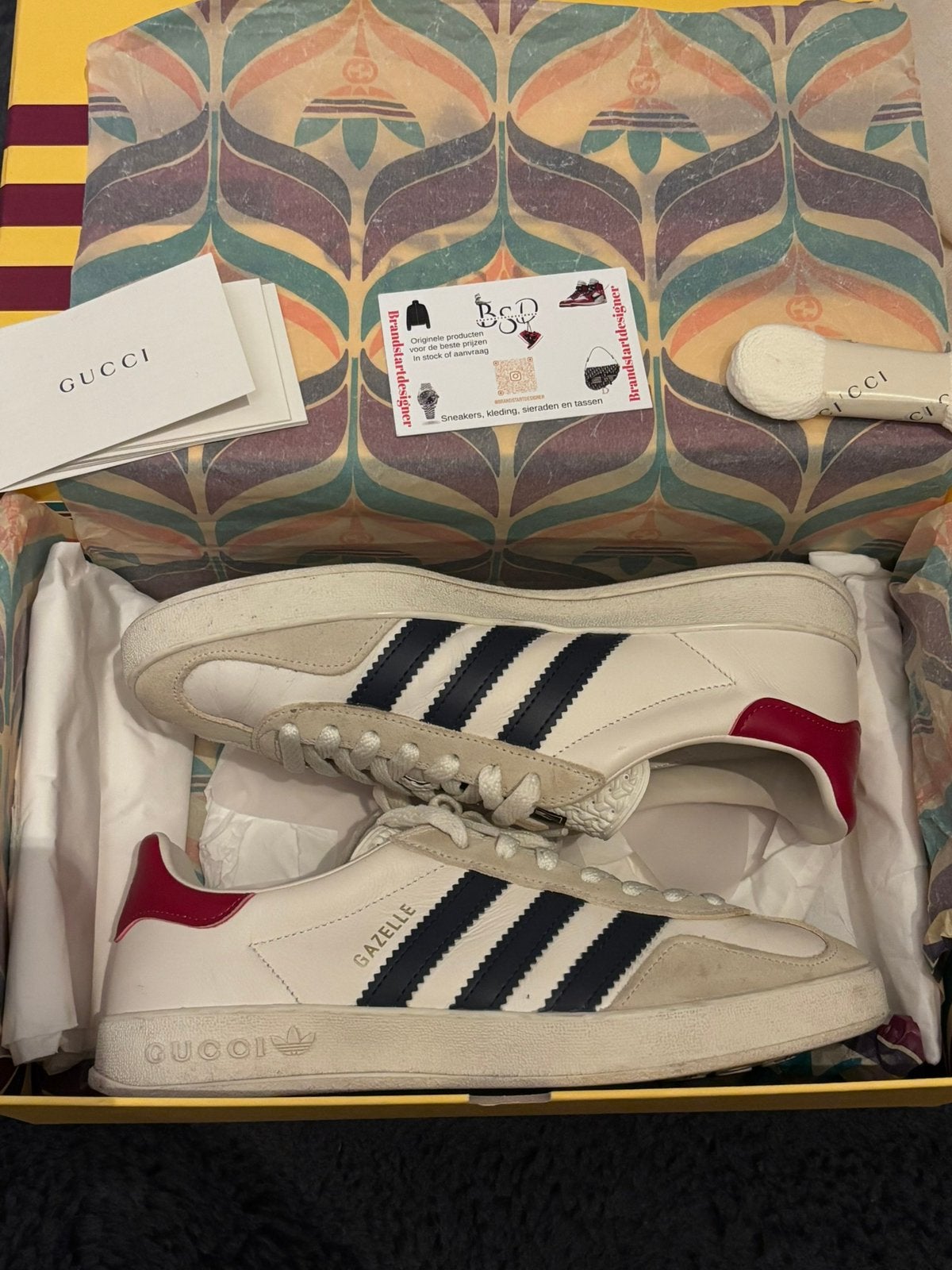 Adidas Gazelle X Gucci (38) + legit check, Ophalen, Wit, Sneakers of Gympen, Zo goed als nieuw