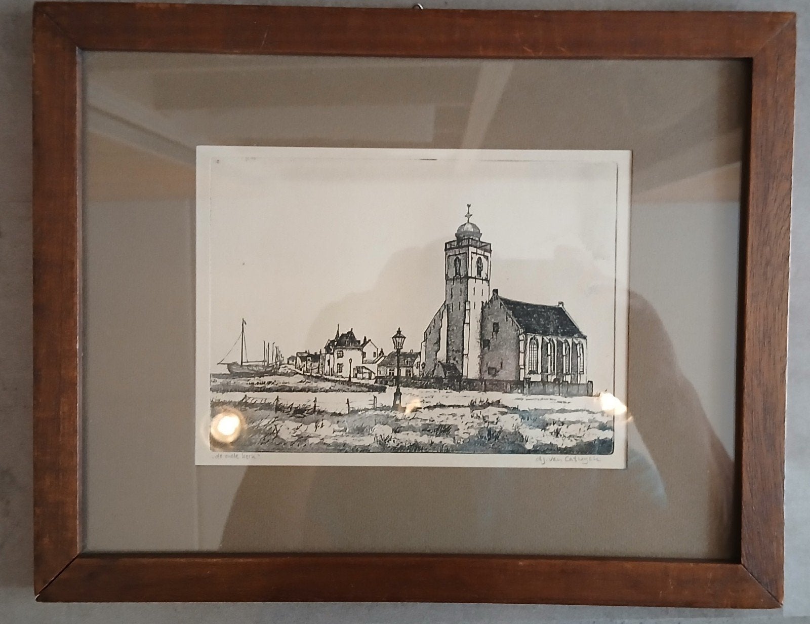De Oude Kerk Katwijk aan Zee - D.J. van Catwijck, Ets, Architectuur, 1900 - 1949, Ingelijst