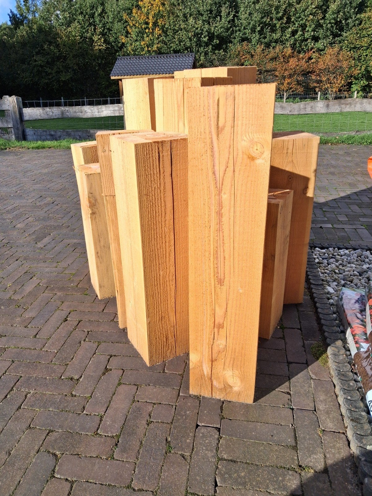 Robuuste douglas houten balken 20x20cm, max 1 meter, Ophalen, Nieuw, 50 mm of meer, Balk