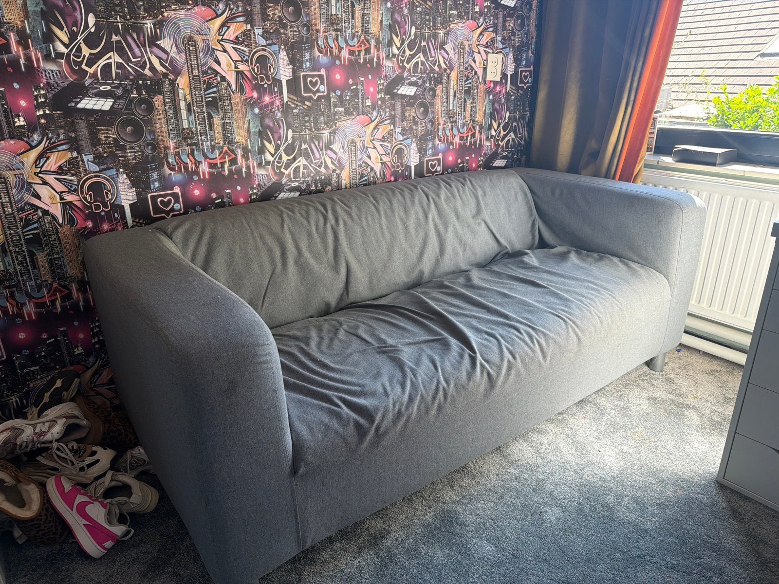 IKEA Klippan bank - Grijs, Ophalen, Gebruikt, 150 tot 200 cm, Tweepersoons