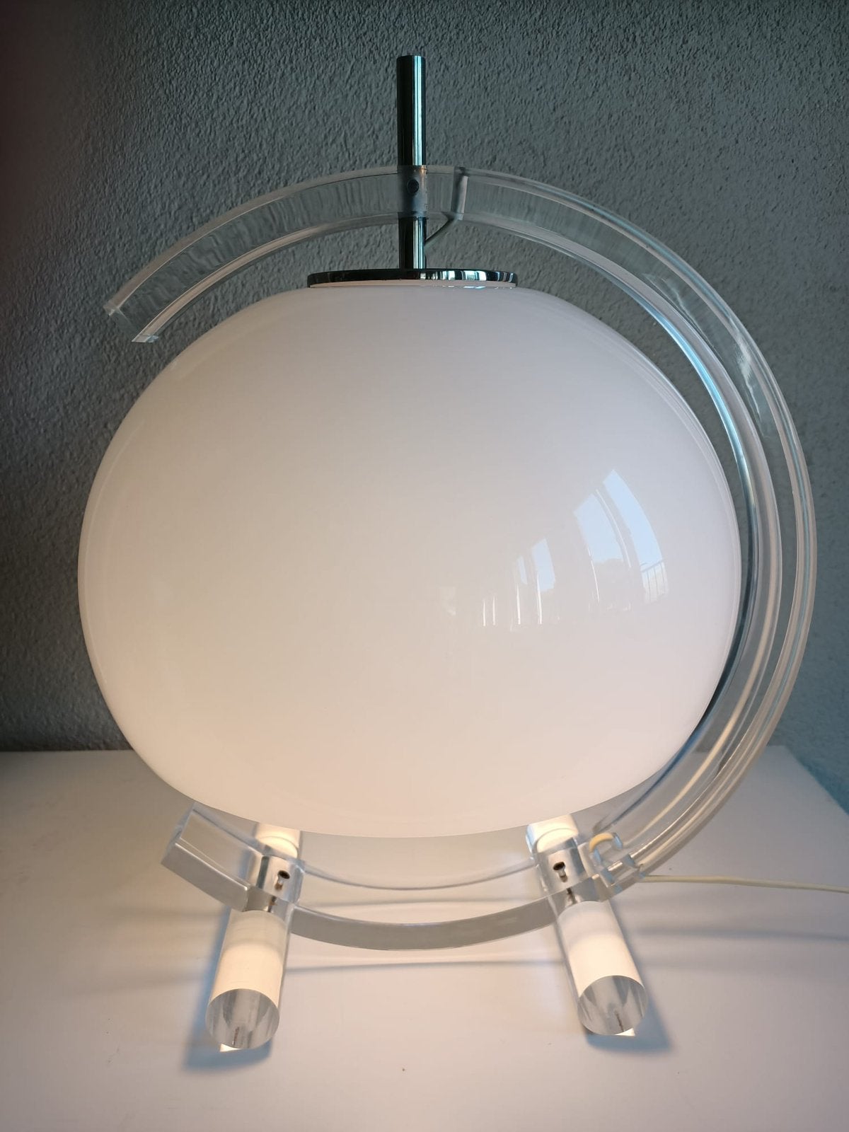 Schitterende space-age design tafellamp | Guzzini Dijkstra, Ophalen, Kunststof, Overige merken, Wit