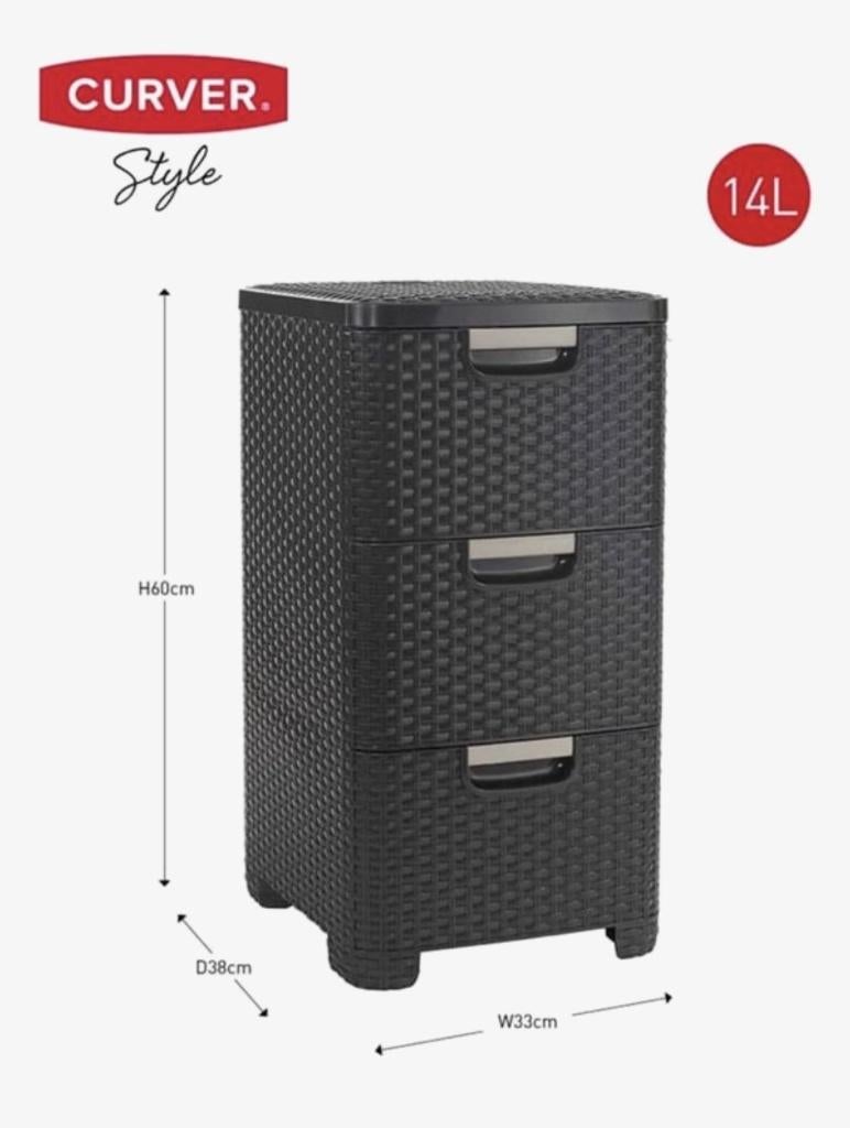 Kunstof 3 lade kast van curver, Ophalen, Zo goed als nieuw, 3 of 4 laden, Minder dan 100 cm