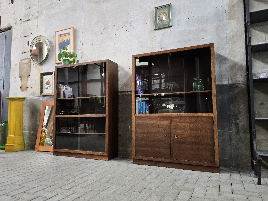 1x Vintage Jaren 50 Eiken Vitrine | Wand Kast Hout Antiek, Huis en Inrichting, Kasten | Vitrinekasten, 100 tot 150 cm, Ophalen of Verzenden