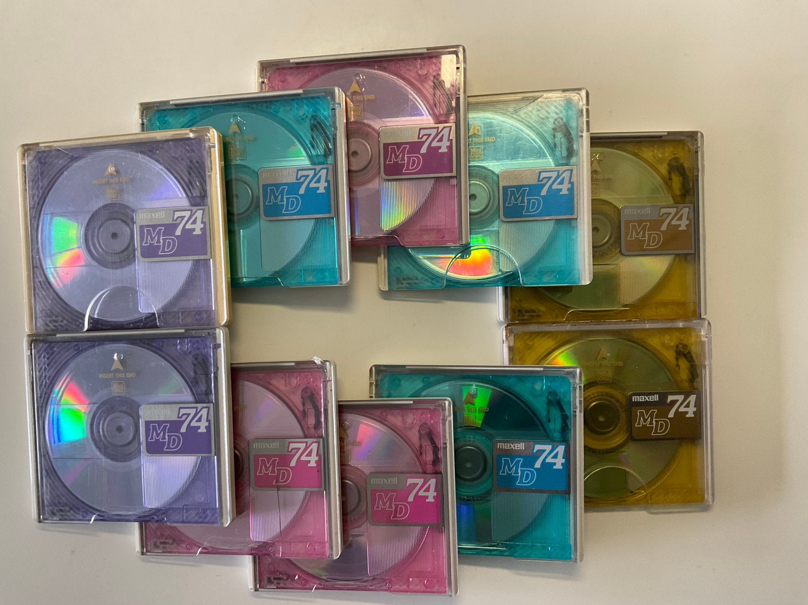 Minidisc’s. MAXELL COLOR COLECTION 10x als nieuw 74 minuten, Ophalen of Verzenden, Discman