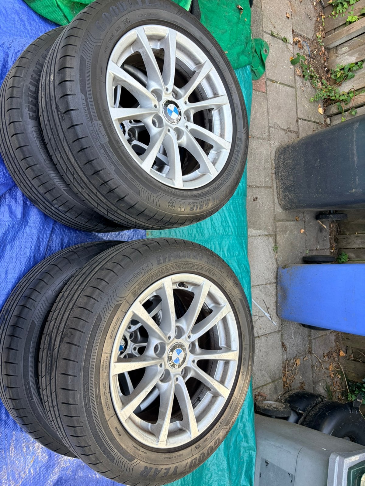 4x BMW banden met velgen 16 inch, Ophalen, 16 inch, 205 mm, Zomerbanden
