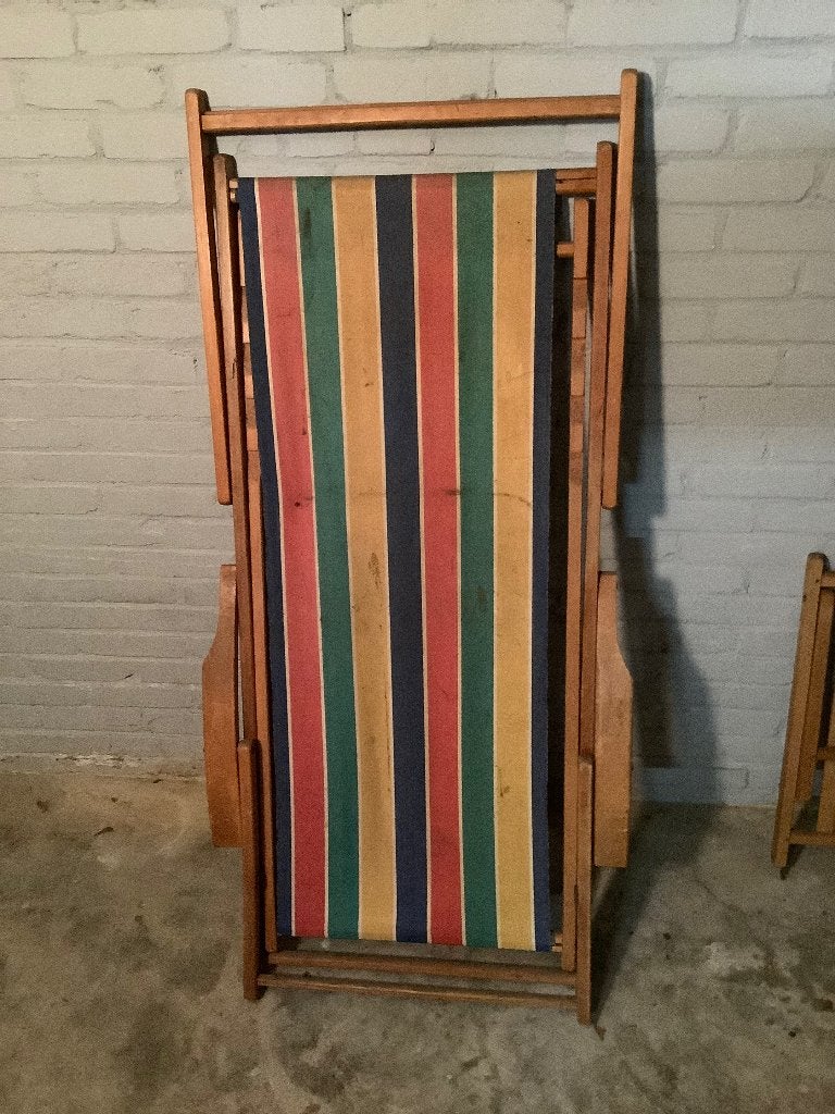 Strandstoel  vintage, Ophalen, Gebruikt, Hout, Inklapbaar