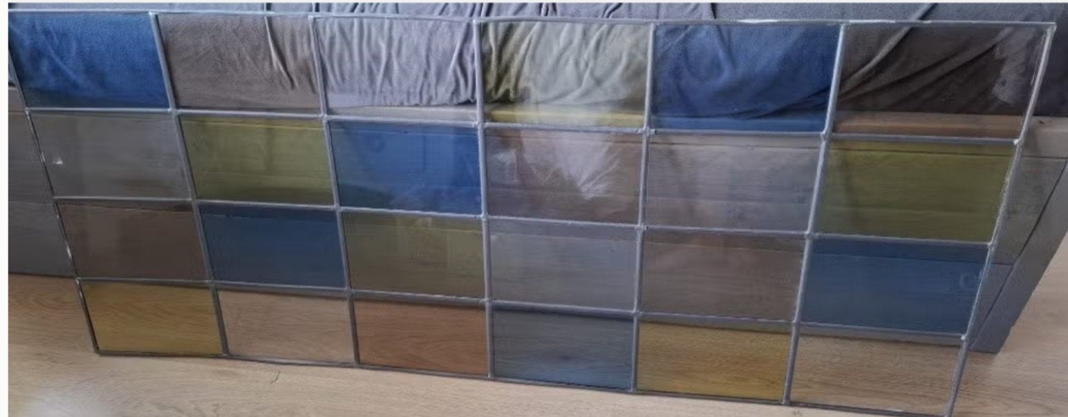 Decoratief glas in lood paneel - Diverse kleuren, Doe-het-zelf en Verbouw, Gevelraam of Ruit, Gebruikt, Glas in lood, 80 tot 120 cm