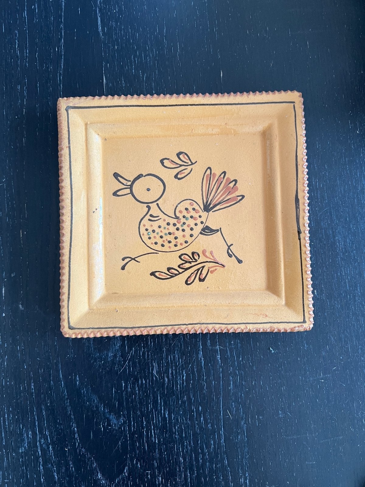 Vintage Cepelia Wandtegel met Vogel - Handbeschilderd Pools, Antiek en Kunst, Antiek | Wandborden en Tegels, Ophalen of Verzenden
