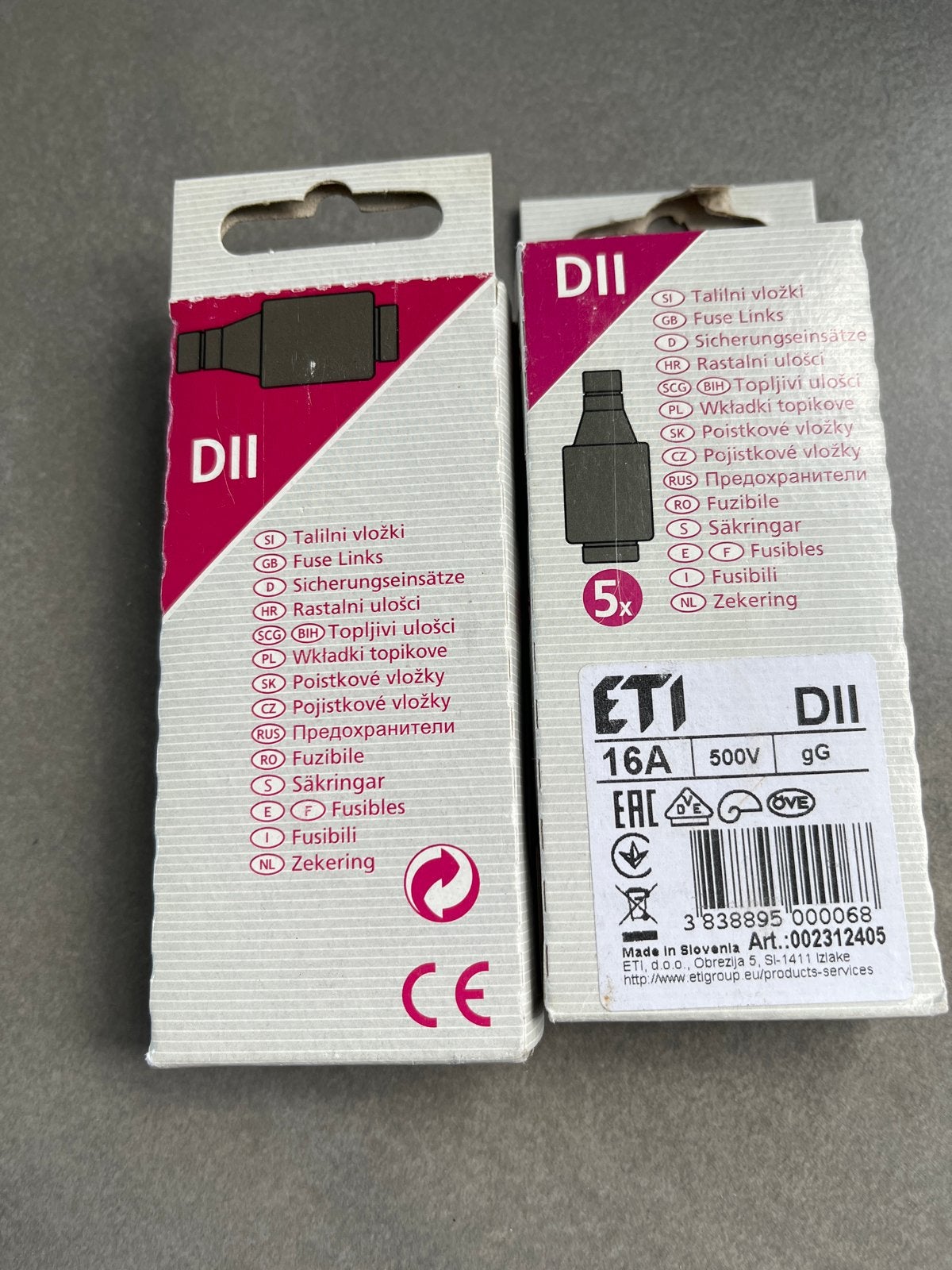 ETI DII Zekering 16A 500V gG - 5 stuks, Ophalen of Verzenden, Nieuw, Overige merken, Overige typen
