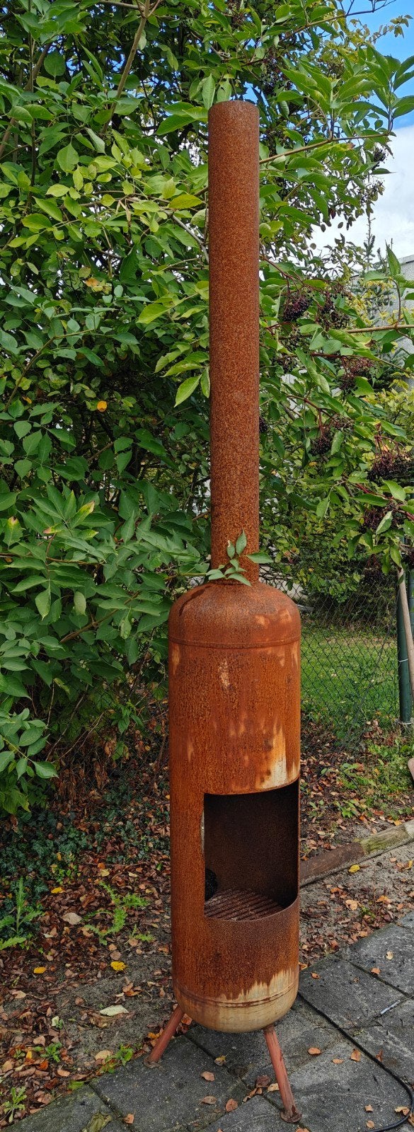 Oerdegelijke potkachel van gasfles, 2,5 m hoog, Ophalen of Verzenden, Vrijstaande haard, Houthaard
