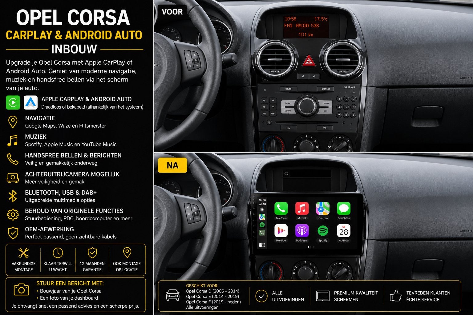 Opel Corsa CarPlay & Android Auto Inbouw, Auto diversen, Autoradio's, Nieuw, Ophalen
