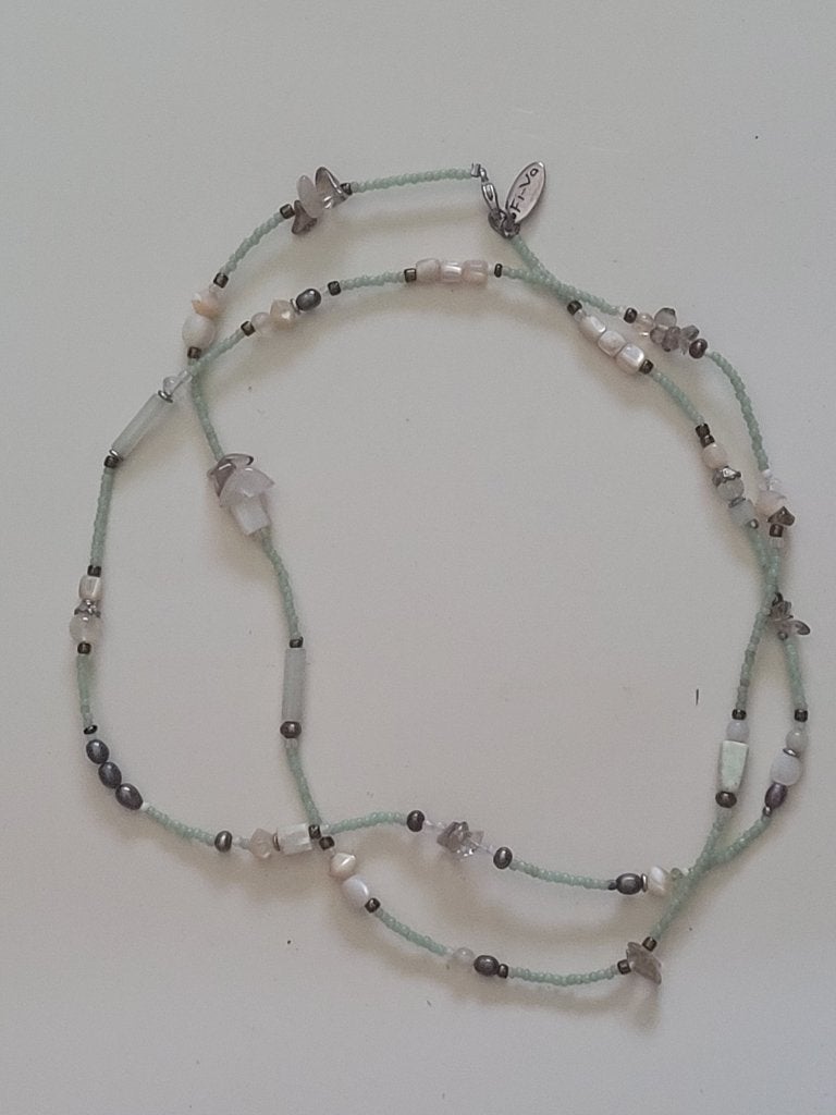 Fi-Va necklace made of natural stones and pearls, Sieraden, Tassen en Uiterlijk, Ophalen of Verzenden, Nieuw, Zwart, Overige materialen