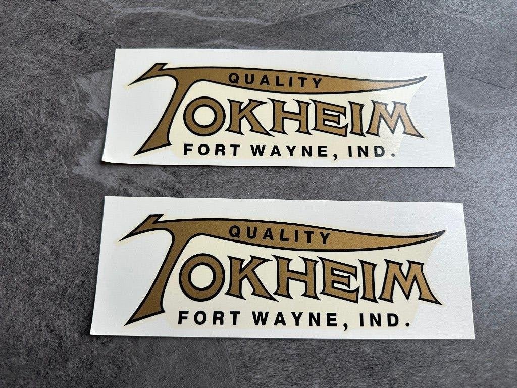 2 fraaie Tokheim benzinepomp stickers decals. Benzine olie., Ophalen of Verzenden, Gebruikt, Gebruiksvoorwerp