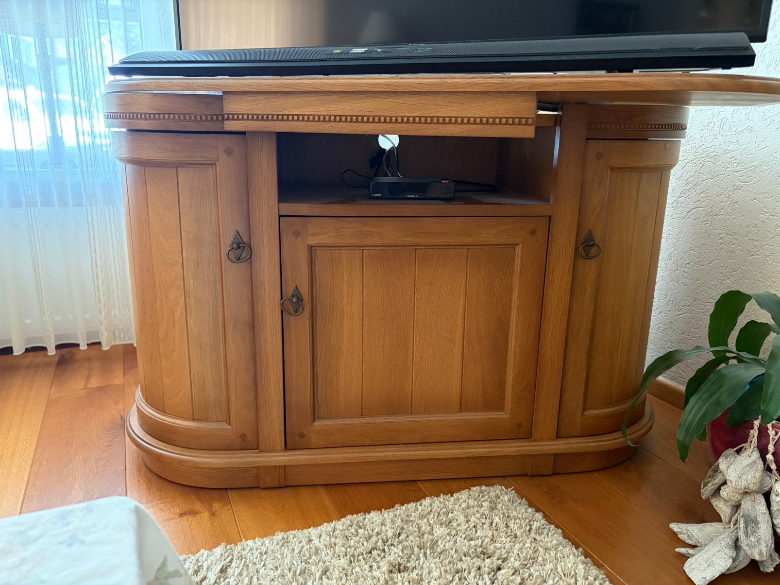 Masief eiken tv kast, Ophalen, Eikenhout, Nieuw, 50 tot 100 cm
