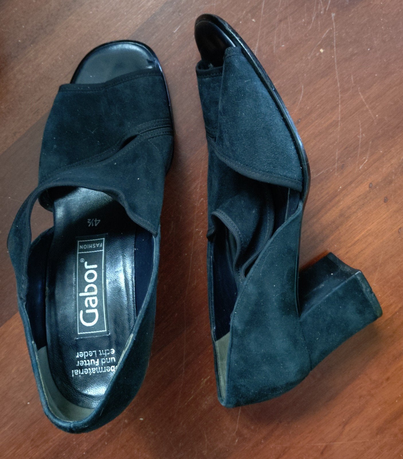 Gabor zwarte suède sandalen met hak - Maat 4,5, Zwart, Gabor, Gedragen, Sandalen of Muiltjes