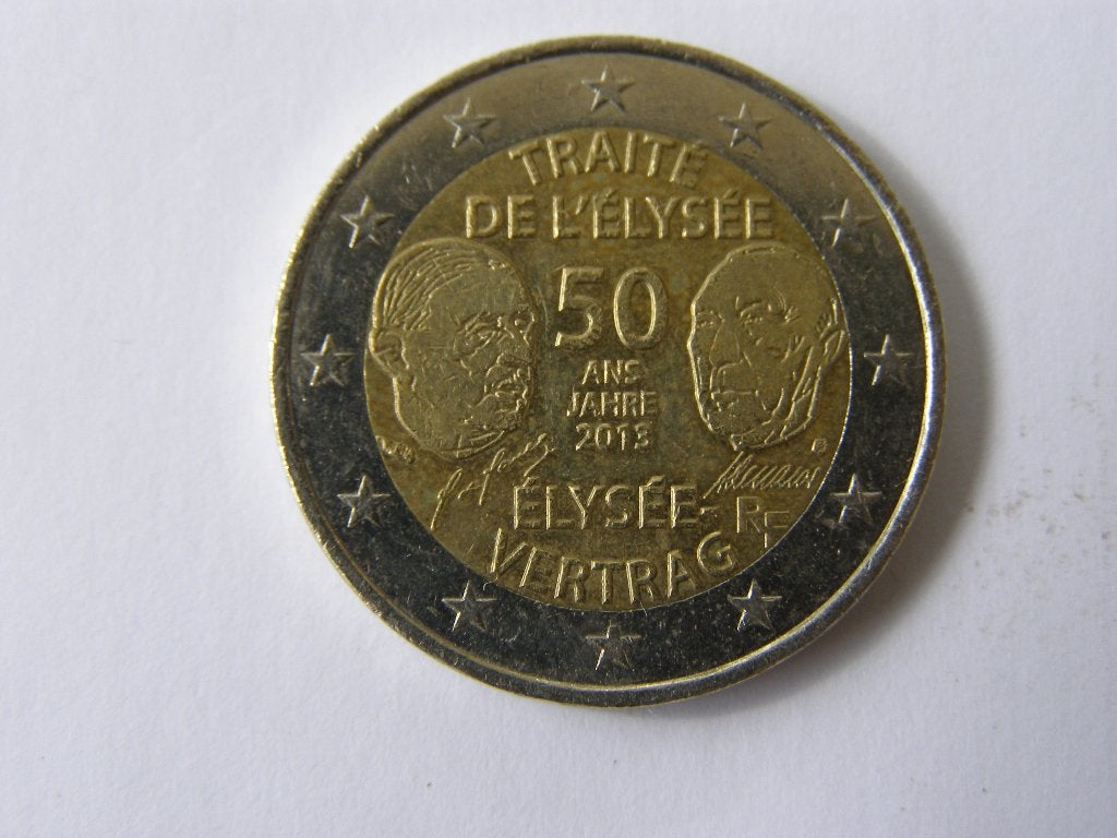 2 Euro 2013: 50 jaar Élysée Verdrag Frankrijk – Duitsland, Ophalen of Verzenden, Frankrijk, 2 euro, Losse munt