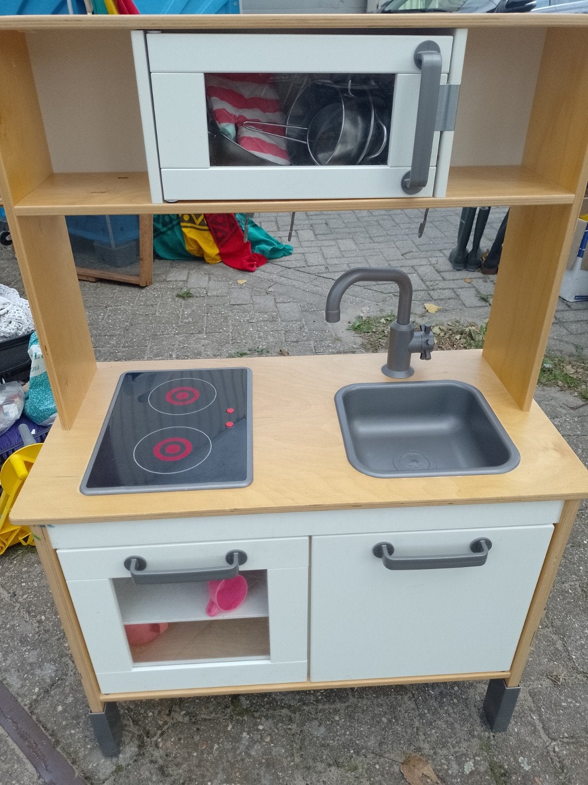 Houten kinderkeuken met toebehoren - 60x40x110 cm, Ophalen, Gebruikt, Jongen of Meisje