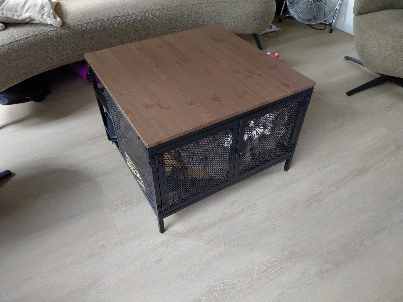 IKEA Salon Tafel met Opbergruimte - Gebruikt, Gebruikt, 50 tot 100 cm, Vierkant, Industrieel, Modern