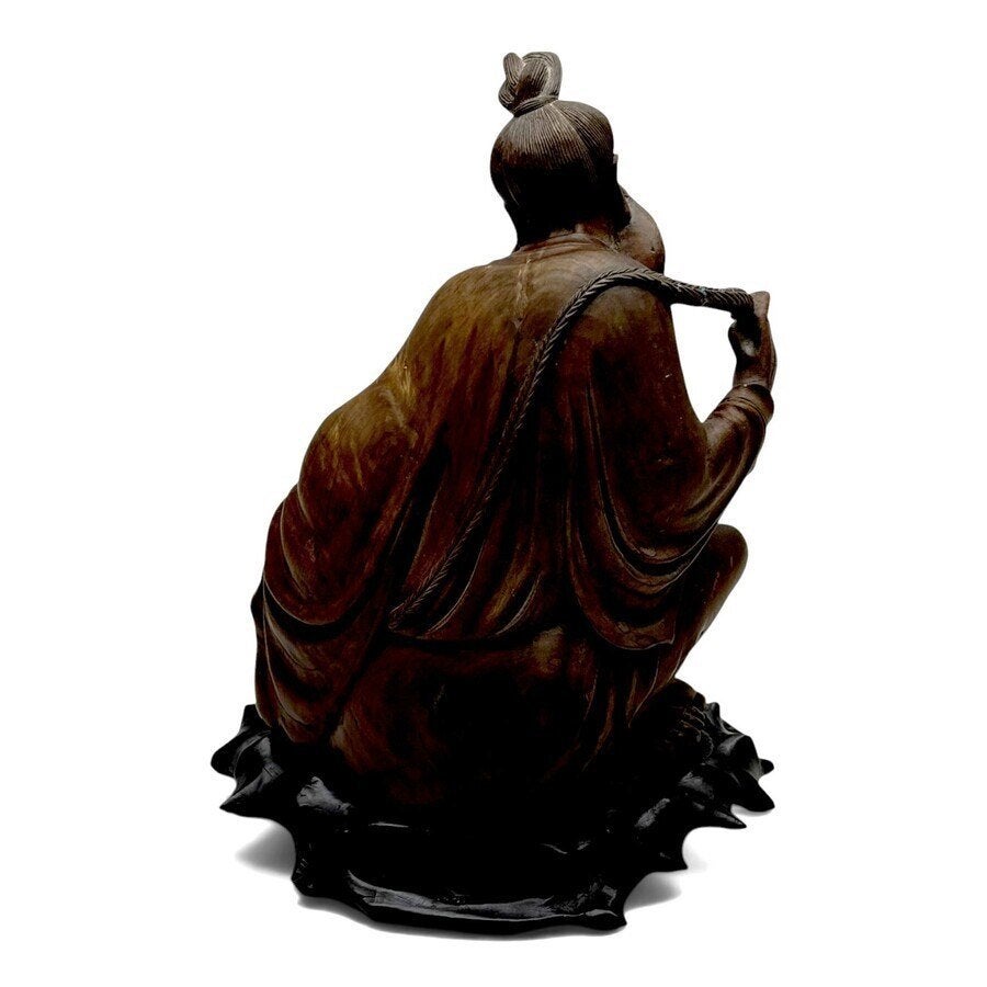 Een Chinees houten beeld, voorstelling van een visserman, Antiek en Kunst, Ophalen of Verzenden