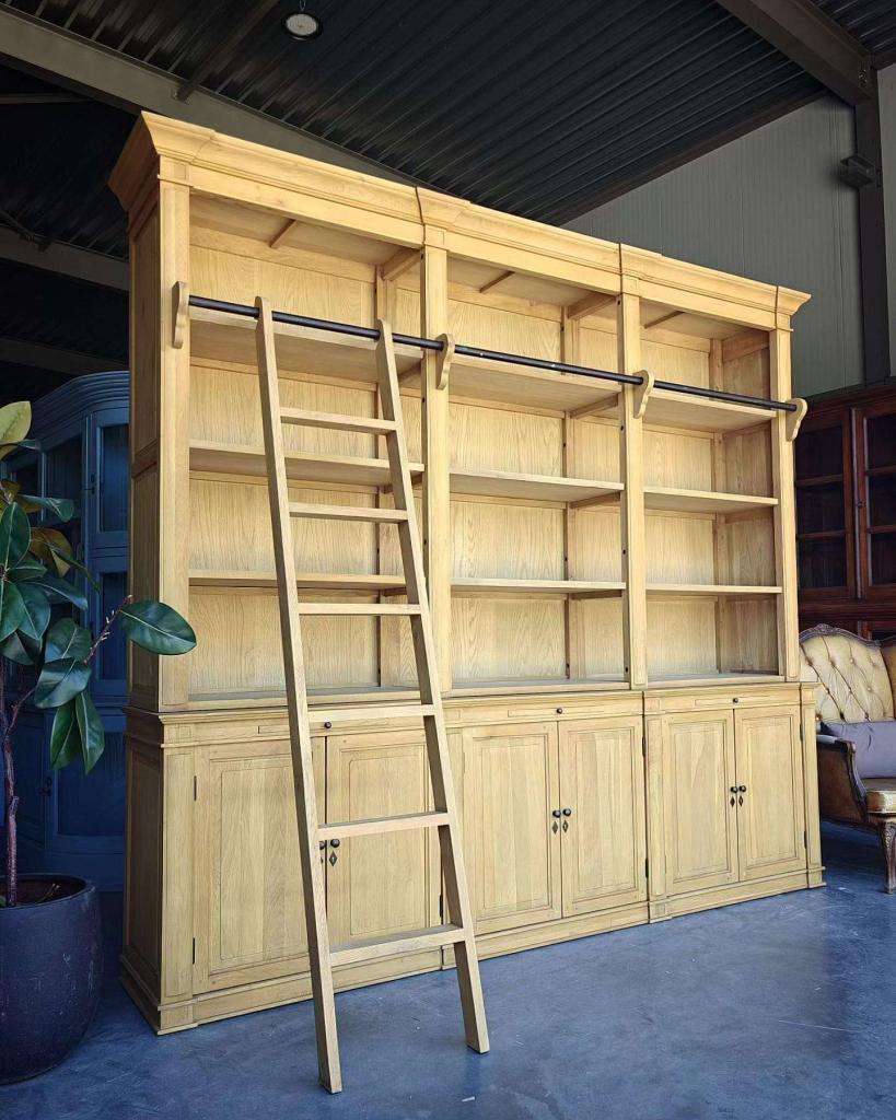 XXL eiken Boekenkast | Bibliotheekkast met ladder | #8814, Niet ingevuld, Met deur(en), 200 cm of meer, Niet ingevuld