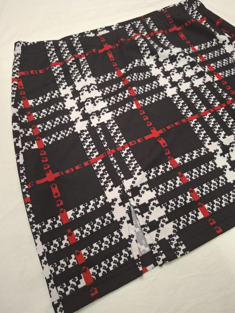 Shein geruite mini-rok met split - Maat XL, Kleding | Dames, Rokken, Zwart, Maat 46/48 (XL) of groter, Ophalen of Verzenden, Zo goed als nieuw