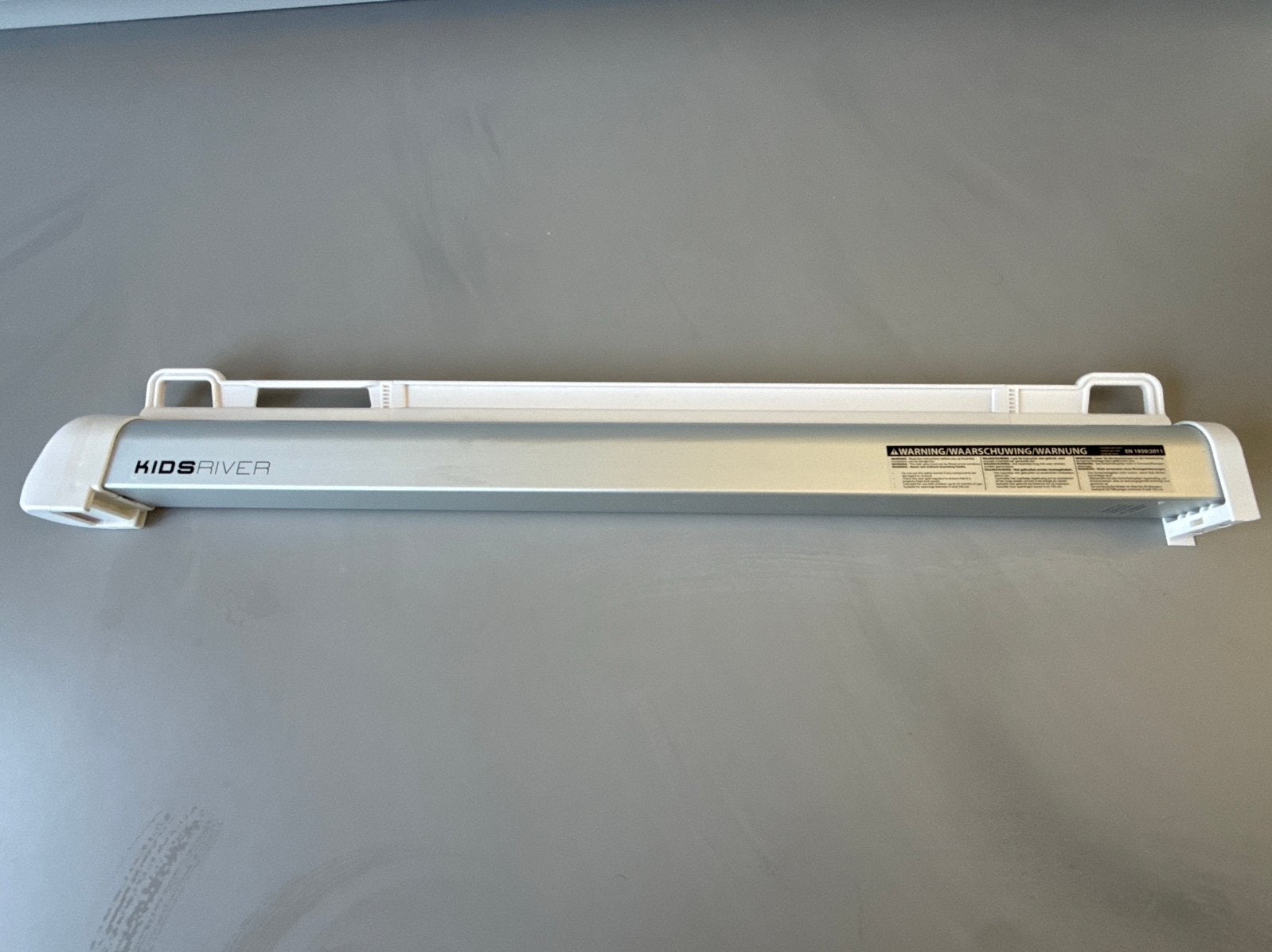 Kidsriver Oprolbaar Veiligheidshekje - Zilver/Wit, Gebruikt, Ophalen of Verzenden, Metaal of IJzer, 100 tot 115 cm