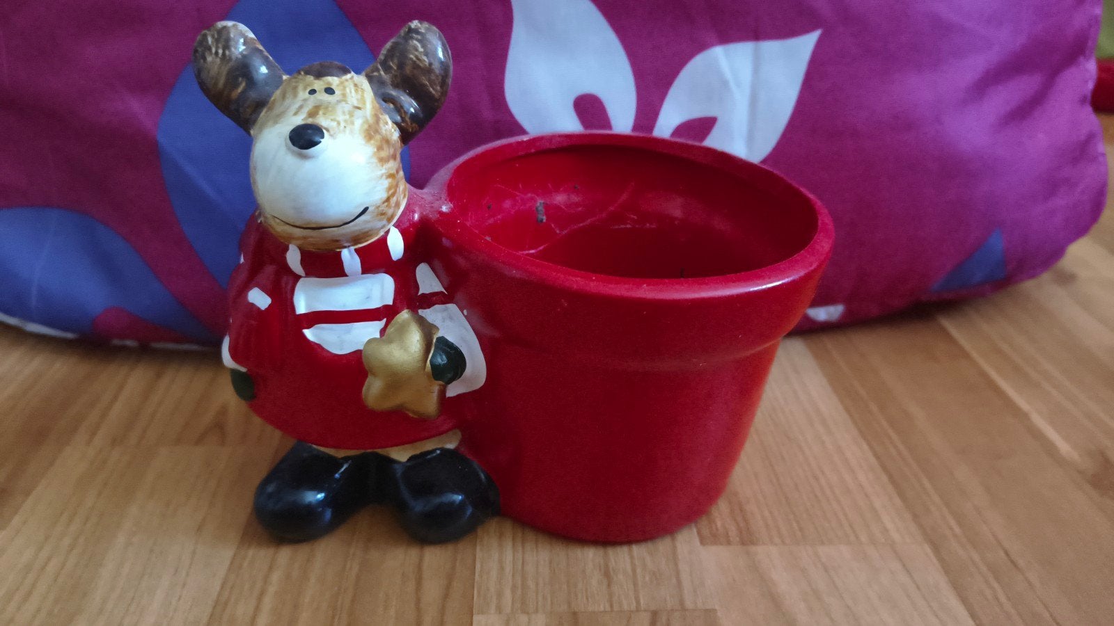 Kerst rendier bloempot/decoratie, Gebruikt, Meerkleurig, Overige stijlen, Ophalen of Verzenden