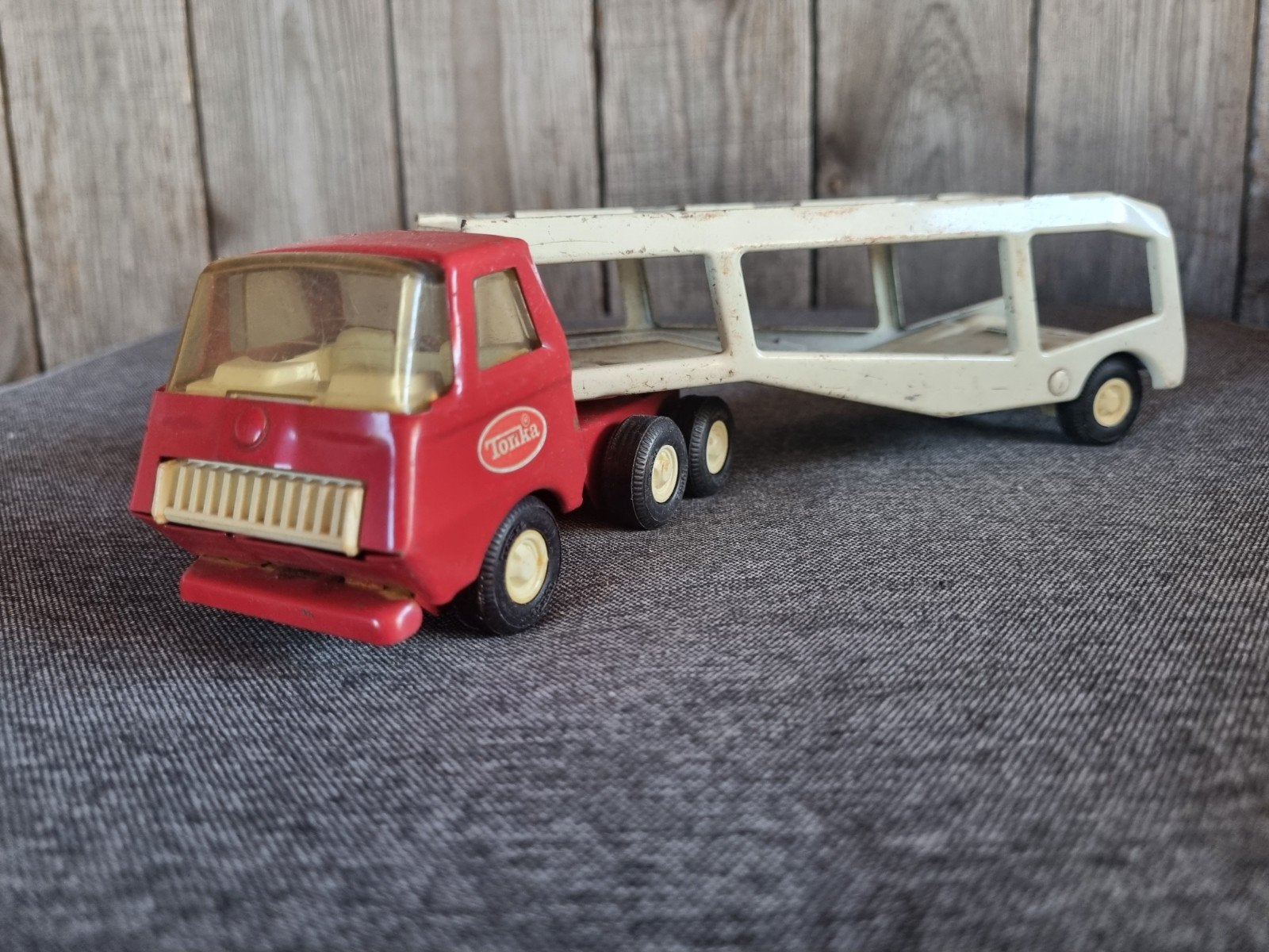 Vintage Tonka Vrachtwagen met Oplegger (Car Carrier), Ophalen of Verzenden, Gebruikt