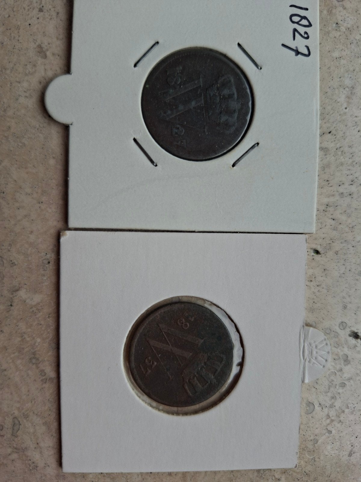 1 cent 1827u 1 cent 1837 willem 1, Ophalen of Verzenden, Koning Willem I, 1 cent