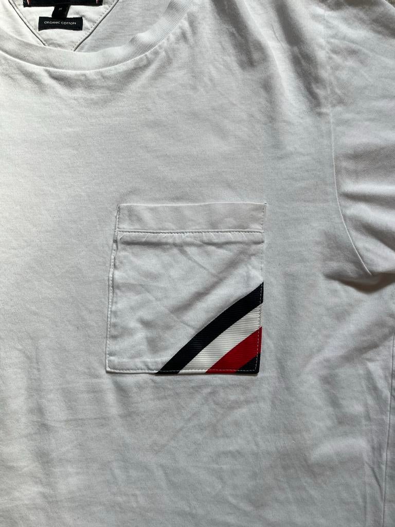 Tommy Hilfiger T-shirt Maat M Gedragen, Kleding | Heren, T-shirts, Ophalen of Verzenden, Gedragen, Maat 48/50 (M), Wit