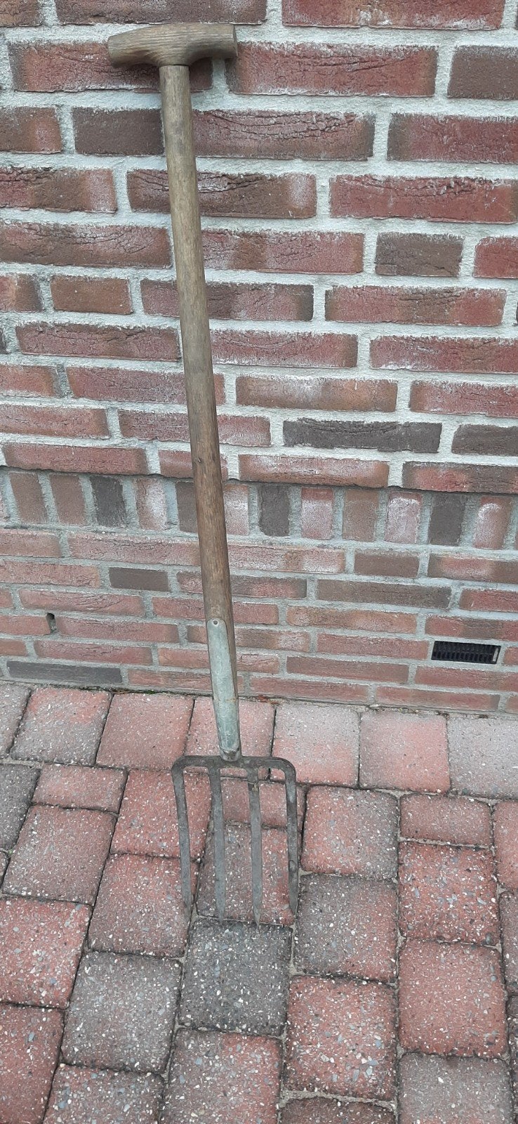 Oude hooivork/mestvork met houten steel, Antiek en Kunst, Ophalen