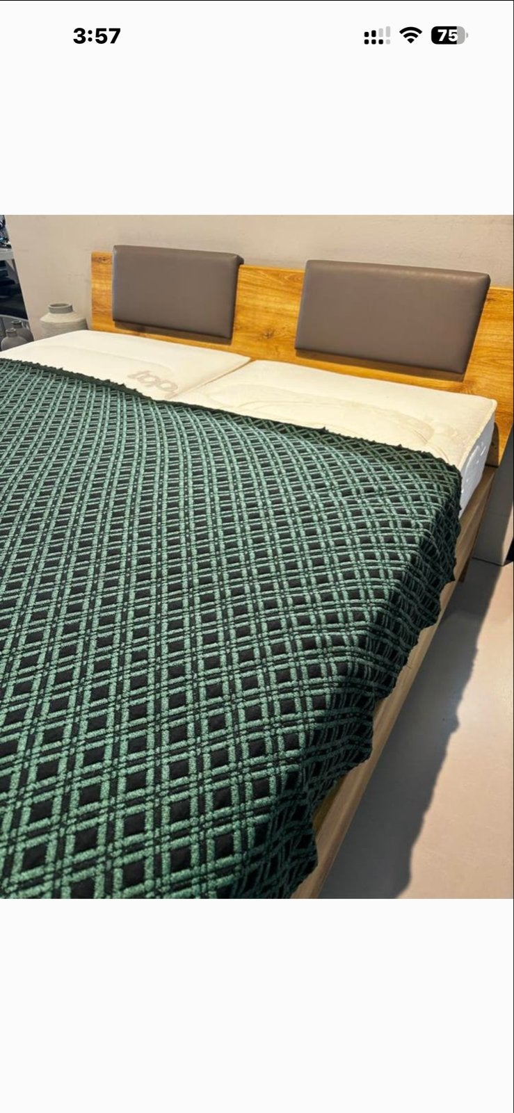 Mooie sprei / deken in groen en zwart patroon, Gebruikt, Meerkleurig, Tweepersoons, Ophalen of Verzenden