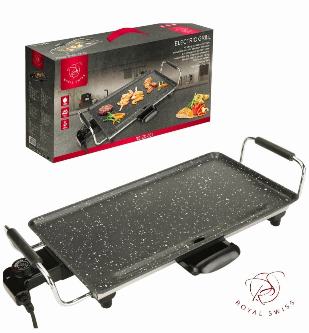 Electrische grilplaat 2000W bakplaat 46x26 cm NIEUW IN DOOS, Huis en Inrichting, Keuken | Keukenbenodigdheden, Nieuw, Royal Swiss