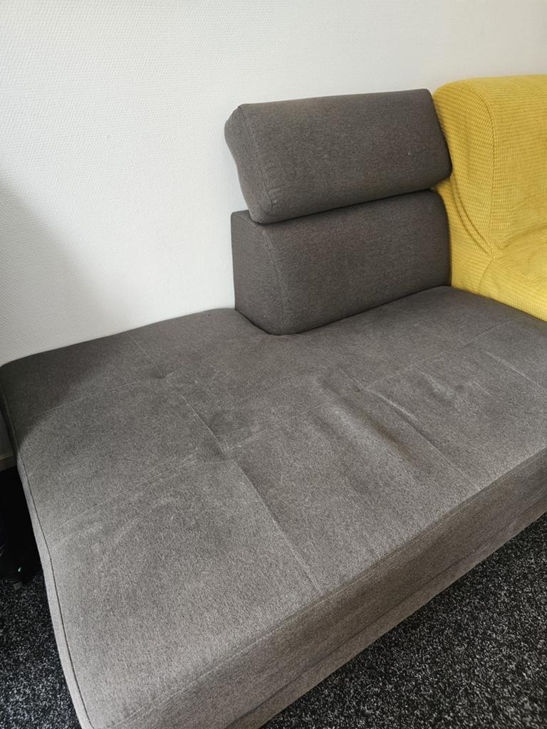 Comfortabele grijze chaise longue bank, Ophalen, Zo goed als nieuw, Tweepersoons