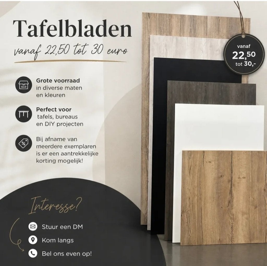Bureaubladen, Div. Afmetingen, nieuw met zeer lichte schade, Ophalen, Zo goed als nieuw, Spaanplaat of MDF