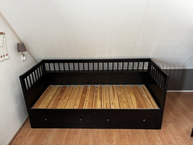 IKEA Hemnes bedbank met 2 lades - Zwart, Ophalen, Gebruikt, Eenpersoons, Zwart