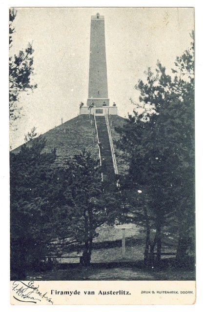 Austerlitz-Pyramide (1903)-C. Joh. Kieviet-kleinrondstempel, Verzenden, Voor 1920, Gelopen, Sterren en Beroemdheden