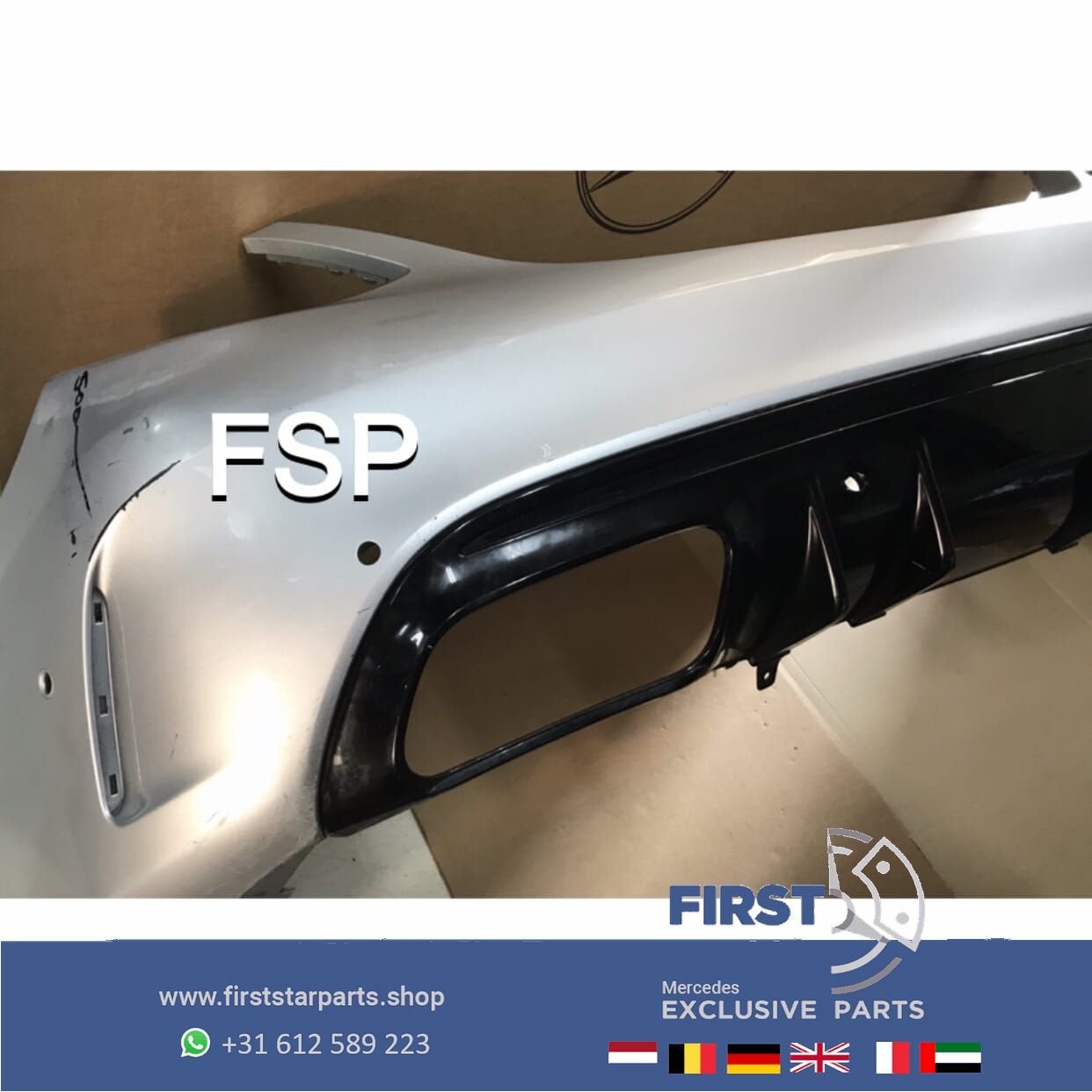 W205 C63 AMG FACELIFT ACHTERBUMPER + DIFFUSER GRIJS ORIGINEE, -, -, Achter, Bumper
